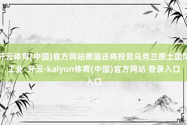 开云体育(中国)官方网站德国还将投资乌克兰原土国防工业-开云·kaiyun体育(中国)官方网站 登录入口